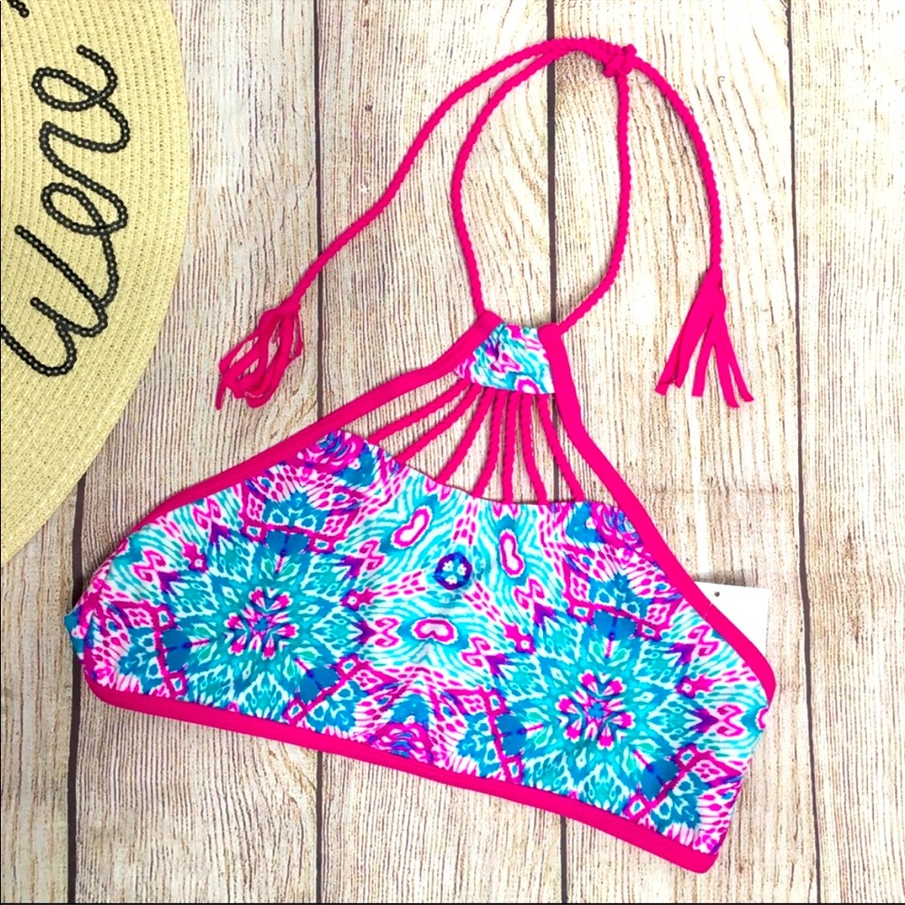 NEW Vigoss Girls Size 14 Halter Neck Tankini Bikini Top Simmer Beach
